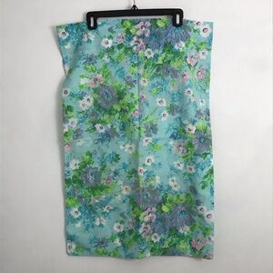 Vintage 60s Retro Fieldcrest Perfection Floral Pattern Pillowcase Blue Green